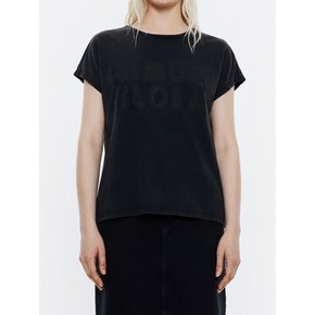 블랙 레이스 로고 티셔츠 B245AWT042BKB