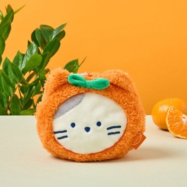 BUTTER(버터) [버터샵] 제주 귤 밀크캣 페이스 파우치 M 화이트