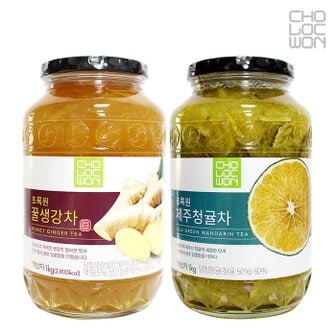  초록원 제주 청귤차 1KG + 꿀생강차 1KG (2KG) 액상차 과일청