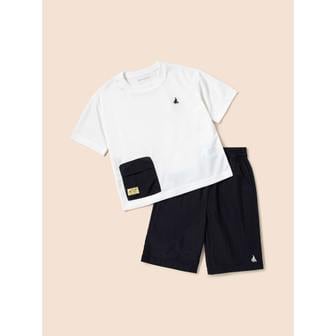 빈폴키즈 *시즌오프30%*[BEANPOLE KIDS] 핫썸머 기능성 포켓 티셔츠 상하 세트  화이트 (BI4542U021)