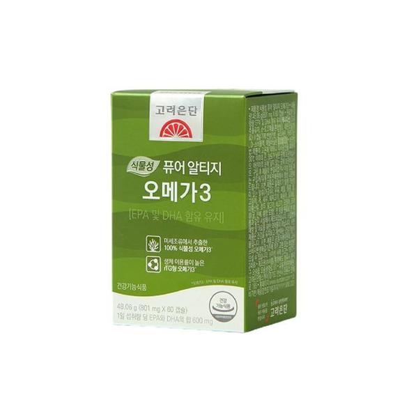 고려은단 식물성 퓨어 알티지 rTG 오메가3 2개월분 60캡슐 x 1개 (S36118277)