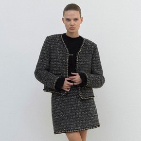 (JK-2994)CHAIN SET-UP TWEED JACKET