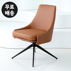 레아 가죽 회전 의자 1인용 편한 바퀴없는 체어 CHAIR 서재 공부용 의자 사장님(카멜)