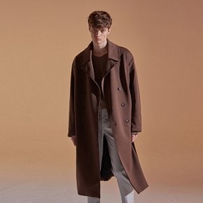 OVER STRAP DOUBLE COAT_CHOCO BROWN