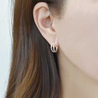 케이트앤켈리 Double Row Silver Hoops Earrings 더블 로우 실버 후프 귀걸이