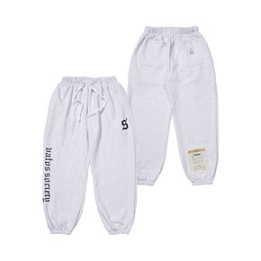 OLD LETTER WIDE JOGGER PANTS  WHITE MELANGE