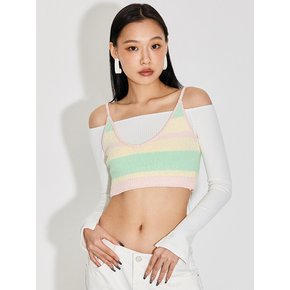 TG STRIPED KNIT CAMI CROP TOP_T316TP110