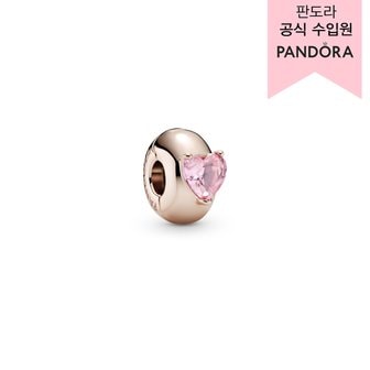 판도라 [백화점 보증서 제공] PANDORA 판도라 로즈 핑크 하트 솔리테어 클립 참 _789203C01