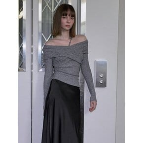 Cross Off Shoulder Knit [Gray]