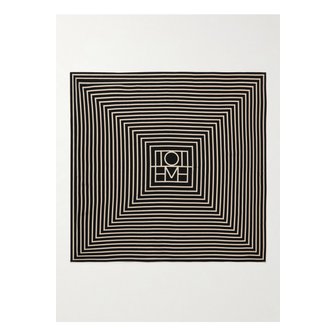 토템 프린트 실크 크레이프 드 신 스카프 블랙 46376663162874019