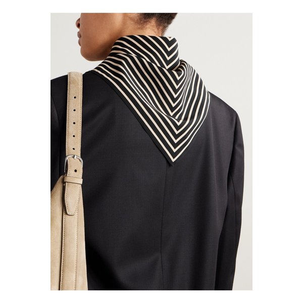 프린트 실크 크레이프 드 신 스카프 블랙 46376663162874019