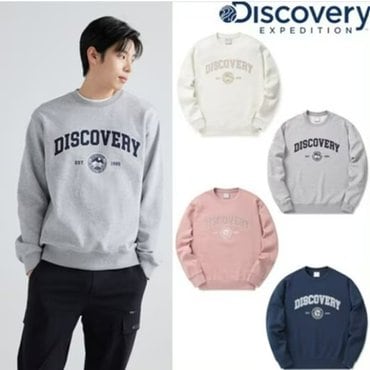 디스커버리 [정상가 99,000원 ] 공용 바시티 그래픽 맨투맨 긴팔티셔츠  DXMT11041