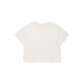 우먼 크롭 오버핏 코사지 티셔츠 화이트 CO2402ST85WH