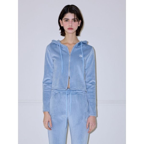 Velvet Two-way Hood Zipup [Watery Blue]