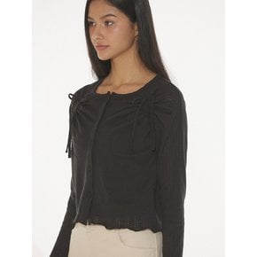 ARIEL SHIRRING CARDIGAN - BLACK