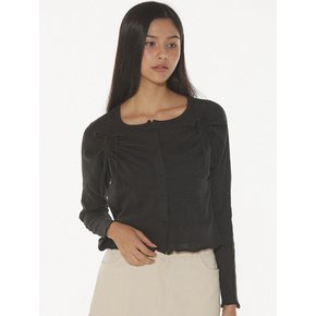 ARIEL SHIRRING CARDIGAN - BLACK