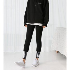 단가라 시보리 레깅스 3color 밑단 스트라이프 포인트 면스판 요가복 필라테스복