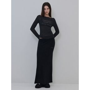 lazy soft touch long skirt (Black)