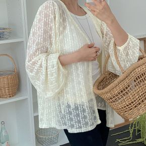 시스루 레이스 가디건 여름용 긴팔 볼레로 88까지 루즈핏 아우터_P428434745