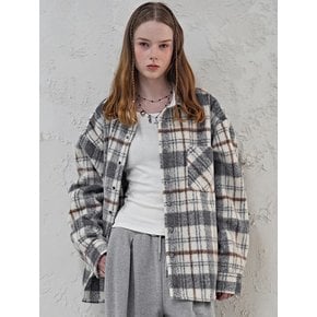 Albert Overfit Check Shirt Jacket BROWN