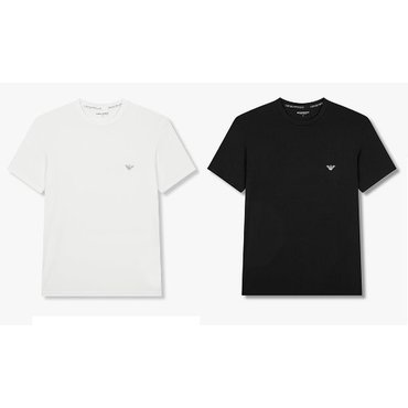 EMPORIO ARMANI 남성 이글 자수 크루넥 레이온 라운지 티셔츠 2종 SET(0814334001,0814334002)