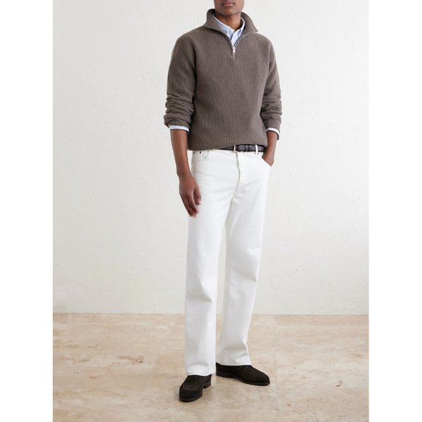 라이커 리브드 캐시미어 울 블렌드 하프 집업 스웨터 46376663163110679