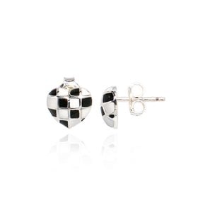 Check Board Silver Earring Ie359 [Silver]