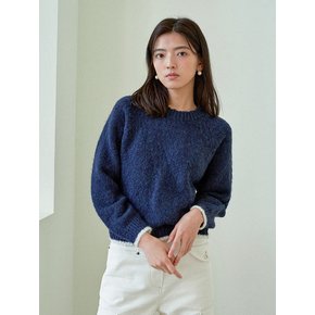 Mohair Mix Fluffy Knit (Navy)