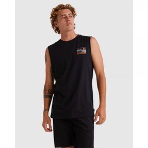 4376783 Quiksilver Mens Outer Island Sleeveless Muscle T Shirt - BLACK