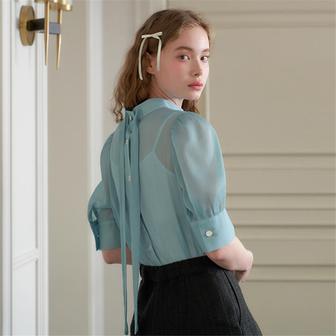 일루스트리스 일루전 사용안함 [일루스트리스일루전] MINT CHIFFON BLOUSE