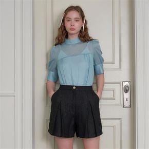 사용안함 [일루스트리스일루전] MINT CHIFFON BLOUSE