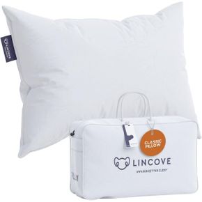 Lincove Down and Feather Luxury Hotel Bed Pillows for Sleeping Made in The USA 100% Cotton