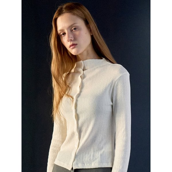버튼업 펀칭 하프넥 가디건 탑 아이보리 OU1860