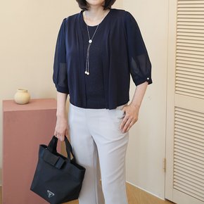 J31700 벌룬소매 V넥 쿨가디건 50대 엄마옷