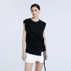 DESSINE Draped Sleeveless Top_Black