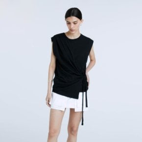 DESSINE Draped Sleeveless Top_Black