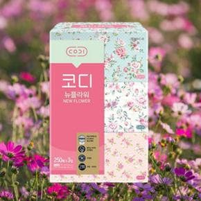 [코디] 코디 각티슈 뉴플라워 250매 x 3입 미용티슈 곽티슈 갑티슈 (S27364569)