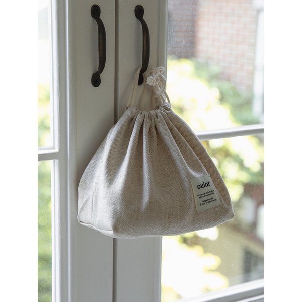 chubby string pouch_herringbone beige