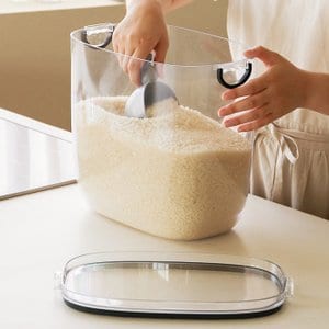 네이쳐리빙 냉장보관이 편리한 투명 밀폐 쌀통 10KG(스쿱증정)