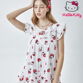 산리오 정품 프리미엄 면 잠옷 프릴 민소매  반소매 애플 상하세트 HK-4609