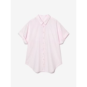 STRIPE SLEEVE ROLL-UP SHIRT_PINK