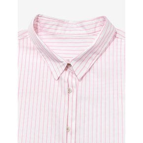 STRIPE SLEEVE ROLL-UP SHIRT_PINK