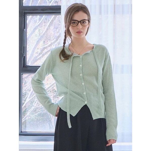 Boucle knit tie cardigan_5 Colors