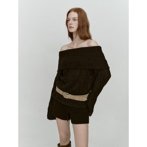 ALPACA TWIST OFF SHOULDER KNIT (BLACK)