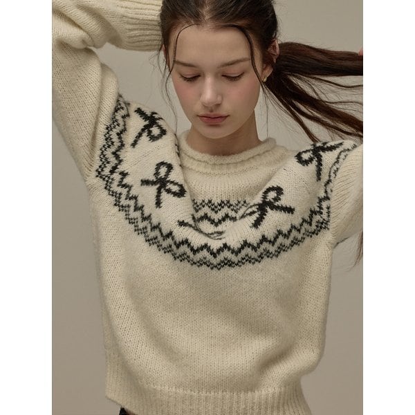 Ribbon nordic knit - Ivory