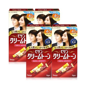  비겐크림톤 염색약 대용량 60g 염모제 자연밤색 4G x 4개