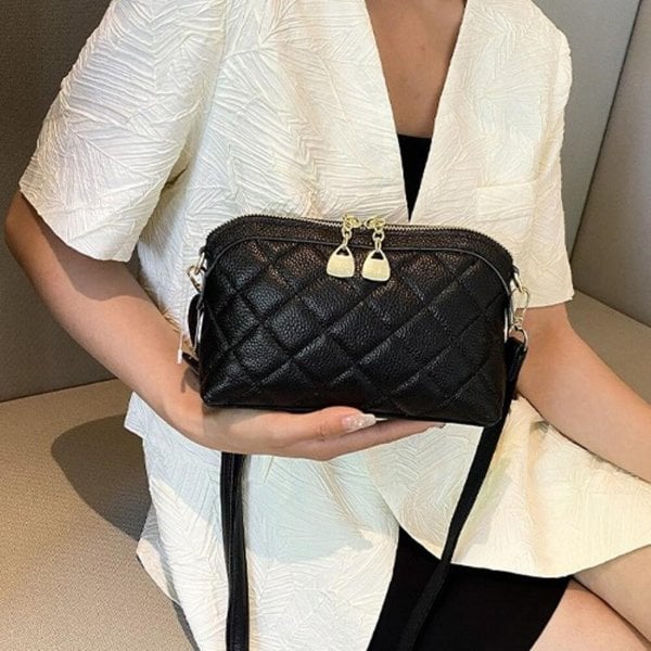 [옷자락] 여자 직장인 데일리 사선 격자 패턴 미니 크로스백