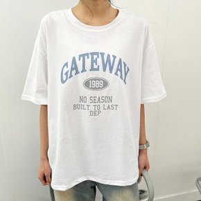 게이트 레터링 오버핏 반팔티 빅사이즈 라운드넥_P421143187