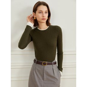 YY_Cable pullover knitted top_GREEN