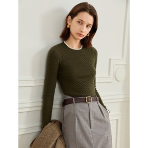 YY_Cable pullover knitted top_GREEN